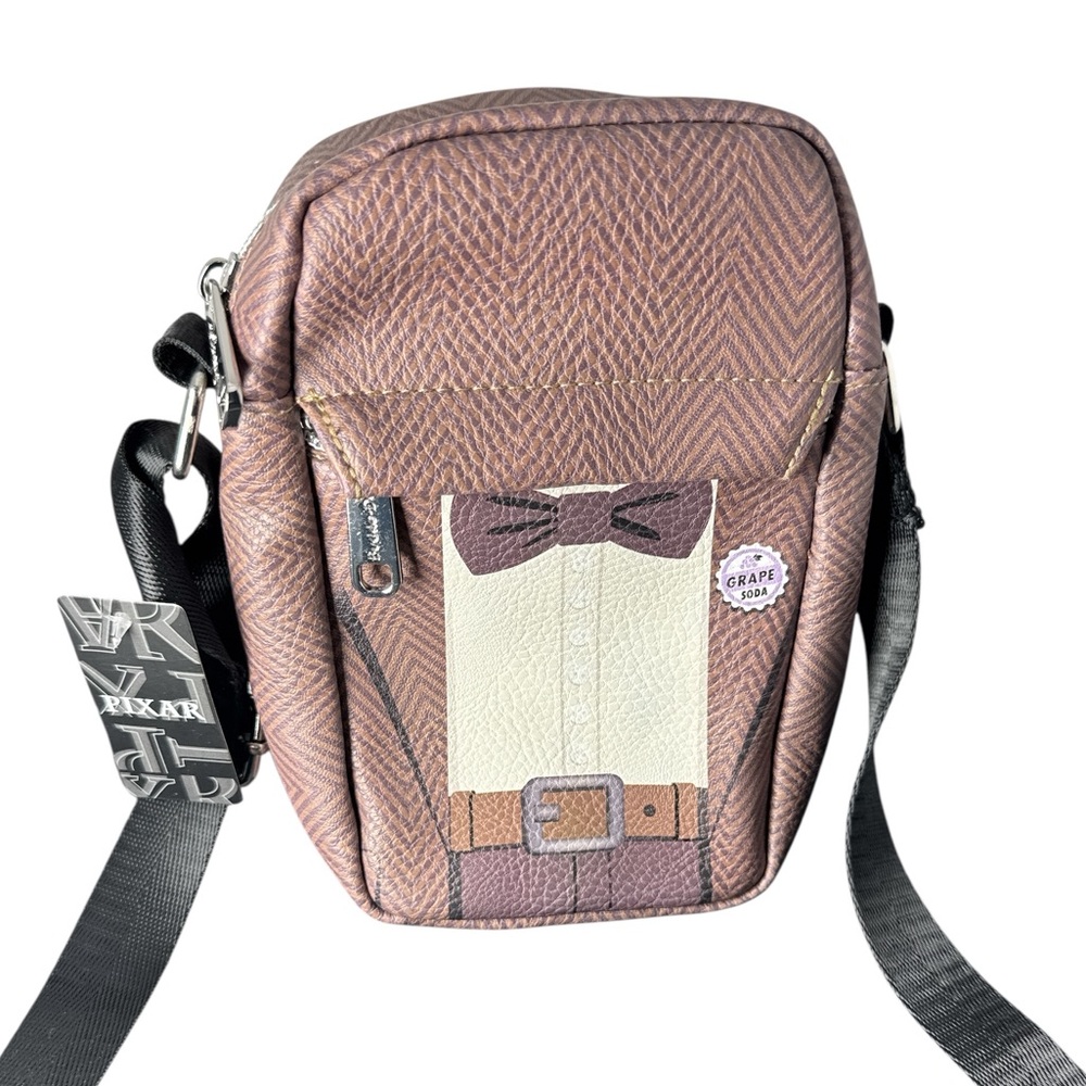 Disney Pixar Up Movie Carl w/ Soda Badge Suit Crossbody Bag NWT